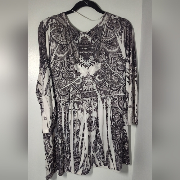 Emeworld Paisley V-Neck Tunic Top Size 2X #436 - Picture 2 of 2